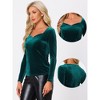 Allegra K Women's Velvet Sweetheart Neck Elegant Long Sleeves Blouses - 2 of 4