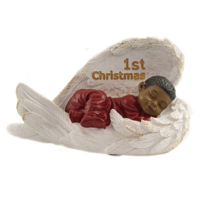 Black Art 3.5" Baby Boy 1St Christmas Angel Wings  -  Decorative Figurines