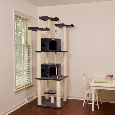 82-Inch Dark Gray Multi-Level Cat Tree with Sisal Posts