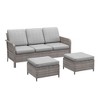 Sonkuki 3 Pieces Outdoor Patio Furniture Sets, Rattan Sofa with Ottoman Wicker Set for Backyard Porch, Garden, Poolside, Balcony - 2 of 4