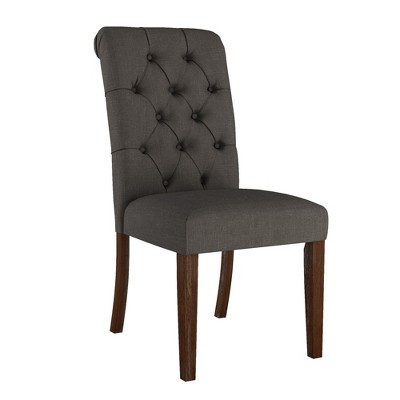 Set Of 2 Gramercy Tufted Rolled Back Parsons Chairs Dark Gray Linen   GUEST 52d8802c 218e 4169 807a 5ce2fc676b76