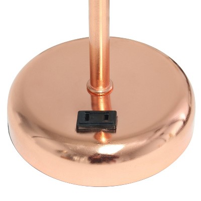 Rose Gold Metal Table Lamp with White Drum Shade