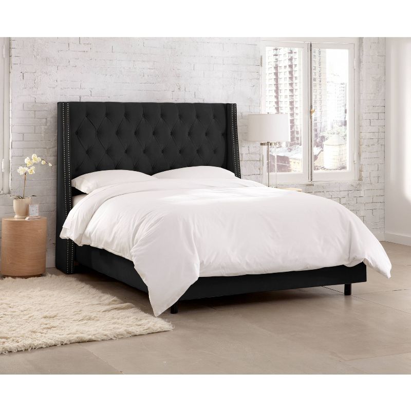 Skyline Furniture Arlette Nail Button Tufted Wingback Bed in Velvet, 6 of 12