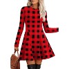 Ribbed Knit Sweater Dress for Women, Long Sleeve Crew Neck Fit and Flare A-Line Dress for Fall and Winter, Casual Office Wear Plaid 2 - 2 of 4