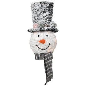 Northlight 25" Lighted Snowman with Black Frosted Top Hat Christmas Tree Topper - 1 of 4