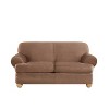 3pc Ultimate Stretch Suede T Cushion Sofa Slipcovers Luggage - Sure Fit: Polyester & Spandex, Machine Washable - 2 of 2