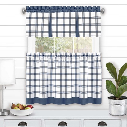 Oxford Kitchen Ensemble 12 x 12 White / Blue Windowpane 16 oz