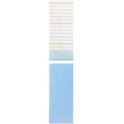REGALWOVEN Striped Pattern Quick Drying Hand Towels for Bathroom 14" x 30"/13" x 27" 2 Pcs