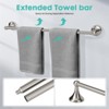 Itopfox 4 Piece Bathroom Hardware Set Brushed Nickel Includes 24 Inch Adjustable Towel Bar Toilet Paper Holder Towel Ring and Hook - 2 of 4