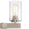 Franklin Iron Work Poetry Farmhouse Rustic Wall Light Brushed Nickel Wood Grain Hardwire 23 1/2" 3-Light Fixture Clear Seedy Glass Shade for Bedroom - 3 of 4