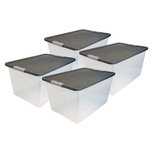 Clear Plastic Large Storage Box With Lid & Handle Stackable Container Bin  95 Qt