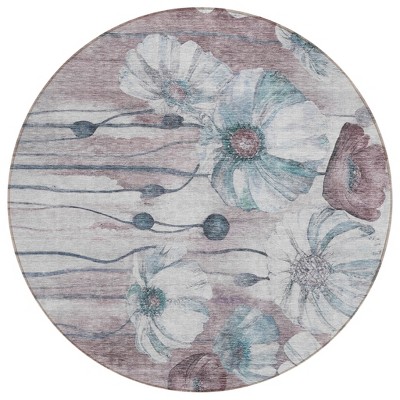 Teal Blue Aqua And Ivory Floral Washable Indoor Outdoor Area Rug