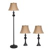 3pc Perennial Homely Traditional Valletta Metal Lamp Set with Empire Fabric Shade - Lalia Home - 3 of 4