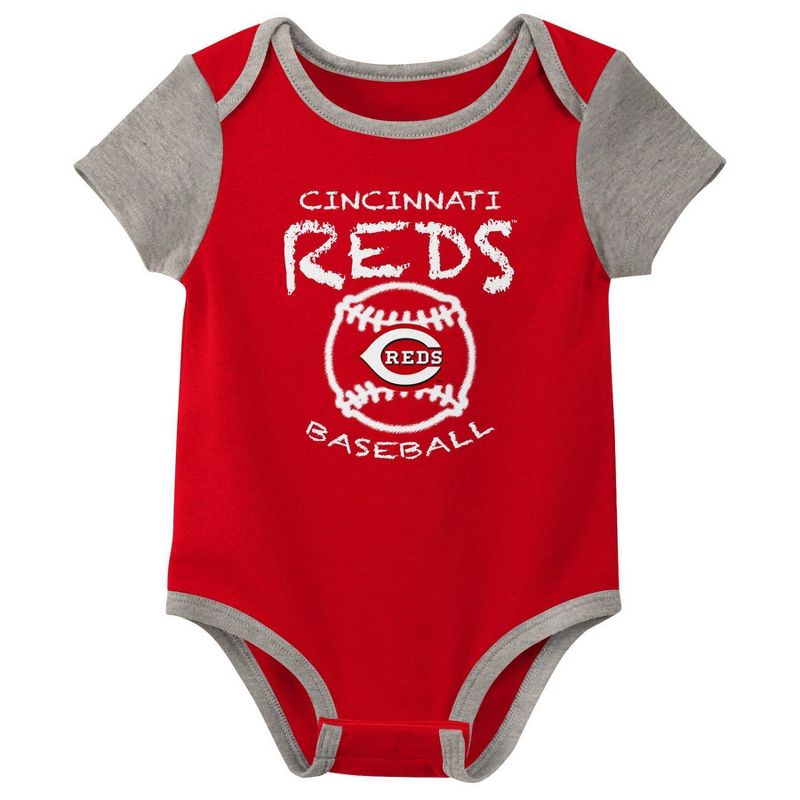MLB Cincinnati Reds Infant Boys&#39; 3pk Bodysuit, 4 of 5