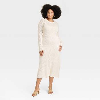 Women's Long Sleeve Maxi Pointelle Dress - A New Day™