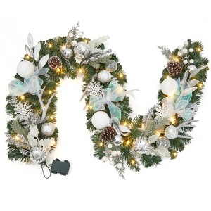 6ft Lighted Christmas Garland, Artificial Pre Lit Xmas Garland Decorations - 1 of 4