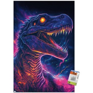 Trends International Wumples - Neon Dinosaur Unframed Wall Poster Prints - 1 of 4