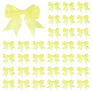 Unique Bargains Polyester Durable Craft Decorative Gift Double-Deck Pre-Tied Bows 3.6x2.2 Inch 50 Pcs - 1 of 4