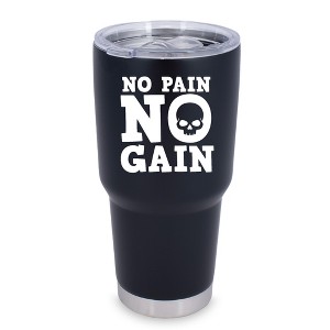 100 North 30 Ounce Stainless Steel On the Go Travel Tumbler With Push Top Lid, No Pain No Gain Black - 1 of 4