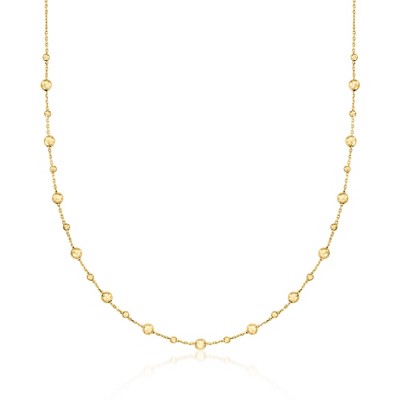 Ross-Simons Italian 18kt Yellow Gold Bead Station Necklace Size 18