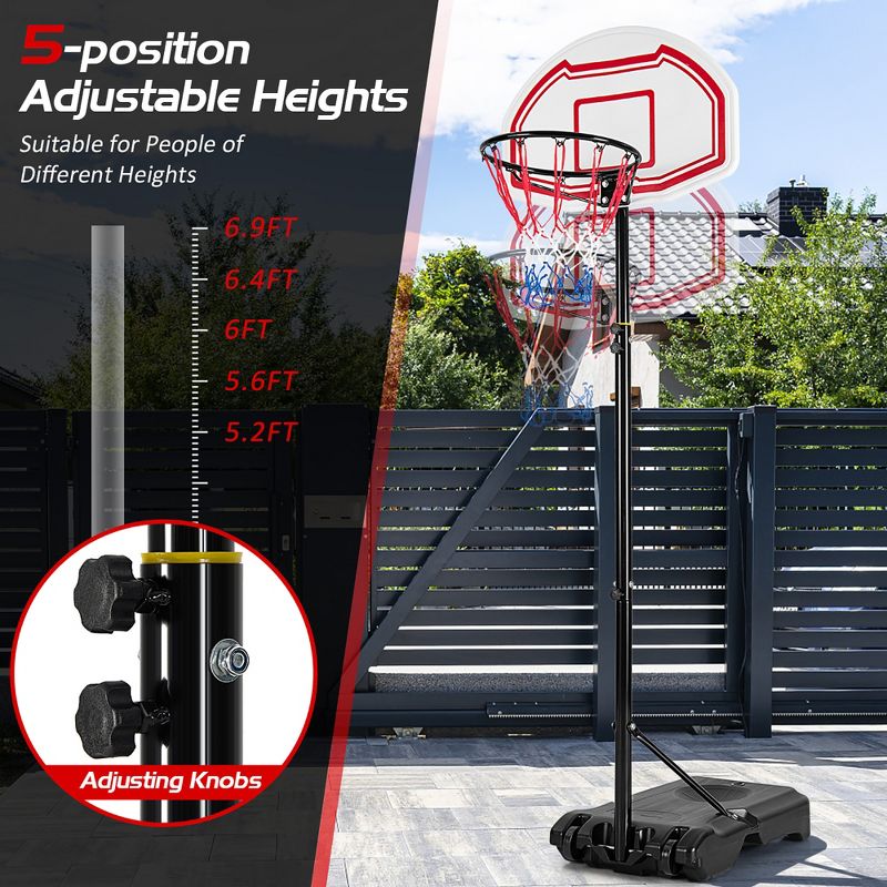 Costway Portable Basketball Hoop Stand Height Adjustable Goal System W/2 Nets Wheels, 5 of 11