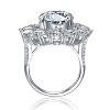 Guili White Gold Plated Oval Cocktail Ring with Clear Cubic Zirconia Snowflake Cluster – A Sparkling Statement Piece with Intricate Design - 2 of 4