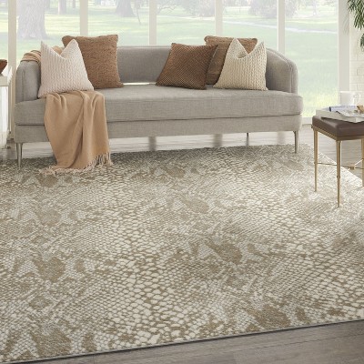 Ivory Beige 8' x 10' Abstract Animal Print Area Rug