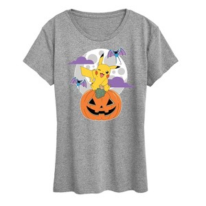Women's - Pokémon - Pikachu Pumpkin With Moon Short Sleeve Graphic T-Shirt - 1 of 4