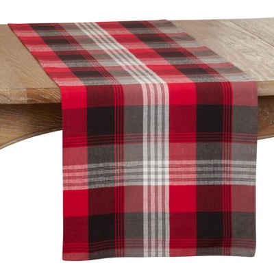 Saro Lifestyle Saro Lifestyle Cotton Plaid Runner, Red, 16"x72"