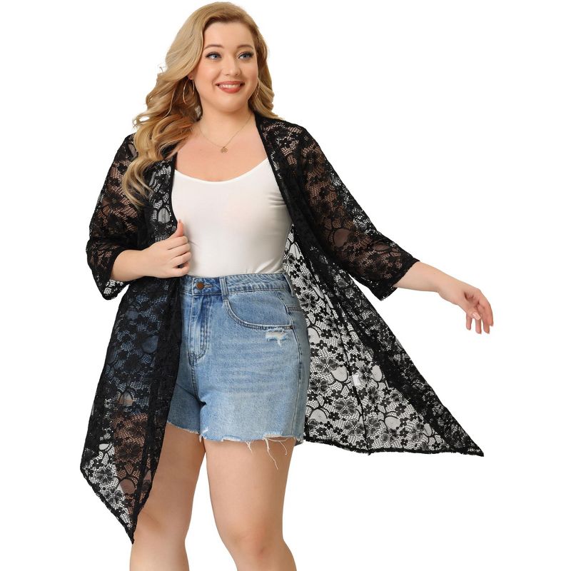 Agnes Orinda Women's Plus Size Draped Shawls Lightweight Open Front Lace Date Cardigans, 4 of 7