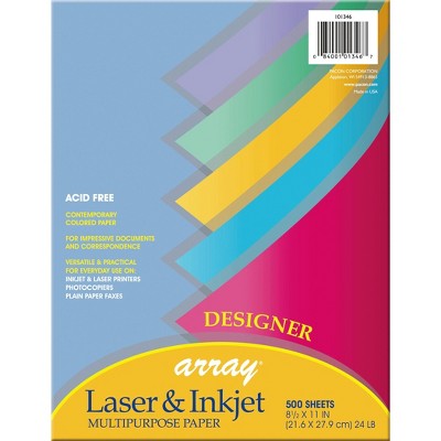 Array Multi-Purpose Paper, 8-1/2 x 11 Inch, 24 lb, Assorted Designer Colors, pk of 500