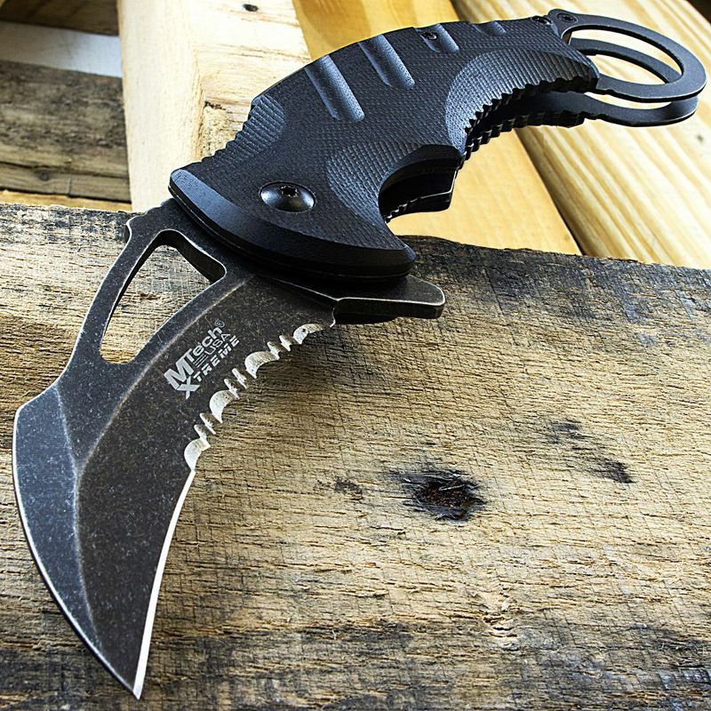 MTech USA Xtreme Tactical Karambit Spring Assisted Folding Knife Blade MX-A833BK, 2 of 3