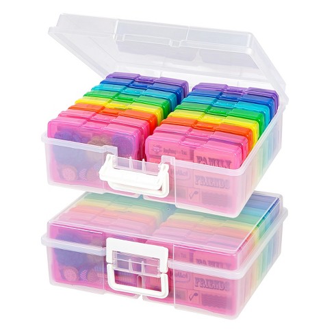 Goaste 4 x 6 Photo Cases and Clear Craft Keeper, 16 Inner Cases Plastic  Storage Container Box, Extra Large Transparent Picture Organizer Boxes for