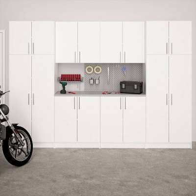 Freestanding White Office Storage Cabinet with Adjustable Shelving