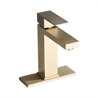 OUTSUPPLY Bathroom Faucet Single Hole, Single Handle Stainless Steel Faucet for Bathroom Sink with Deckplate and Drain Assembly