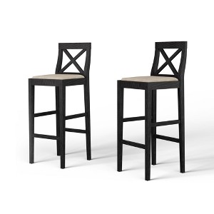 Rubber Wood Counter Height Bar Chairs Set of 2 with Padded Seat, Backrest, and Footrest for Kitchen Island, Dining Room, or Home Pub - 1 of 4