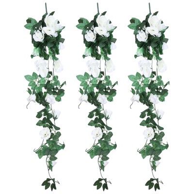Unique Bargains Flower Silk Artificial Flowers Hanging Plants Vine Garland for Home