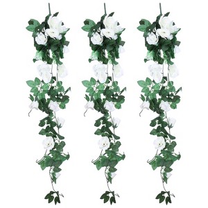 Unique Bargains Flower Silk Artificial Flowers Hanging Plants Vine Garland for Home - 1 of 4