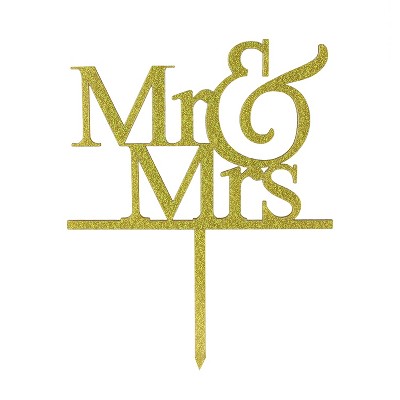 O'creme Mr-&-mrs Block-letter Acrylic Gold-with-glitter Cake Topper ...