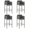 vidaXL Bar Stool Set of 4 Grey Poly Rattan - 2 of 4