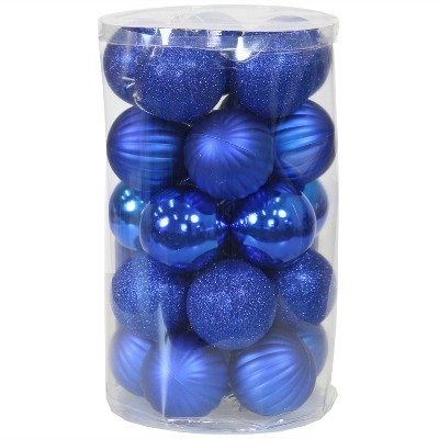 Sunnydaze Indoor Christmas Holiday Tree Shatterproof Bauble Ball Ornaments with Hooks - 2" - Blue - 25pc