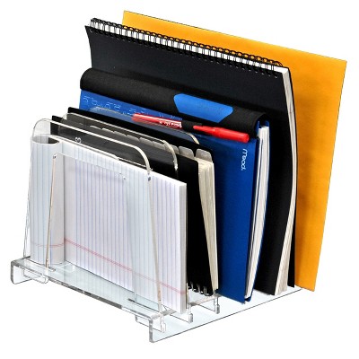 Clear Acrylic File Sorting Desk Organizer with Five Compartments