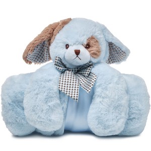 Bearington Waggles The Blue Dog Plush Lovie: Stuffed Animal Security Blanket for Infants, Measures 28.5" x 28.5" (Stroller Size) - 1 of 4
