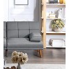 DOMETOUR Blue Grey Polyfiber Adjustable Tufted Sofa Living Room Solid wood Legs Comfort Couch - 2 of 4