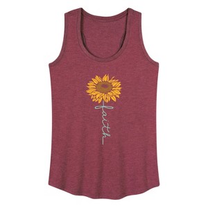 Women's - Instant Message - Faith Sunflower Stem Graphic Racerback Tank - 1 of 4