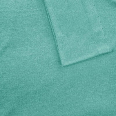 Aqua Twin Polyester Jersey Knit Sheet Set