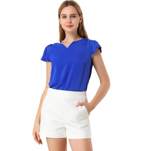 Casual Plain Bermuda Royal Blue Women's Shorts (Women's)