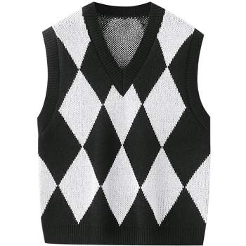 Hestenve Mens Argyle Sweater Vest V Neck Sleeveless Slim Fit Knitwear  Pullover Knitted Rib Knit Tops Red at  Men's Clothing store