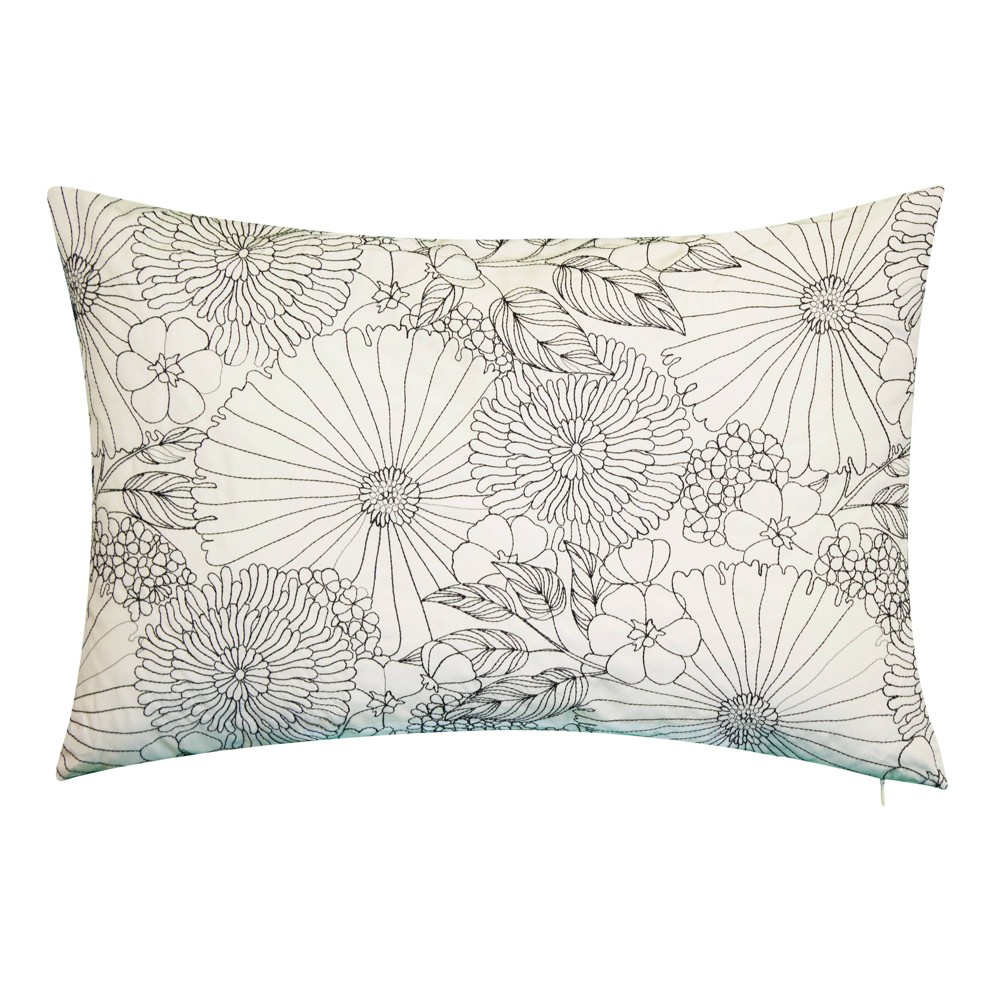 Photos - Pillow 21" x 14" Fine Line Embroidered Floral Decorative Lumbar Patio Throw Pillo