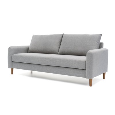 Best Price Mattress Mae Mid-Century Modern Curved Arm Sofa with Solid Wood Legs Light Gray: Upholstered Polyester, Eucalyptus Frame